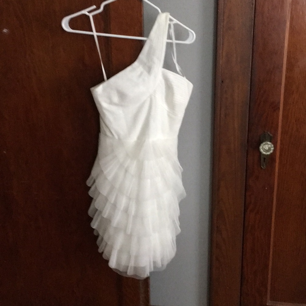 One shoulder white dress